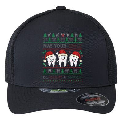 May Your Smile Be Merry And Bright Dental Dentist Merry Xmas Flexfit Unipanel Trucker Cap