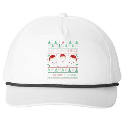 May Your Smile Be Merry And Bright Dental Dentist Merry Xmas Snapback Five-Panel Rope Hat