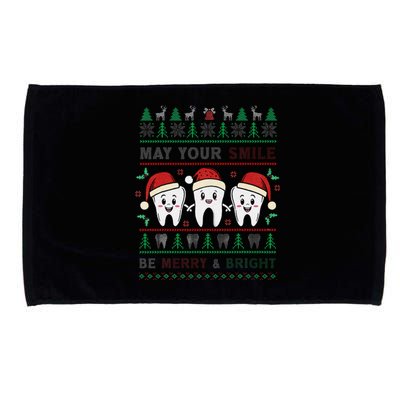 May Your Smile Be Merry And Bright Dental Dentist Merry Xmas Microfiber Hand Towel