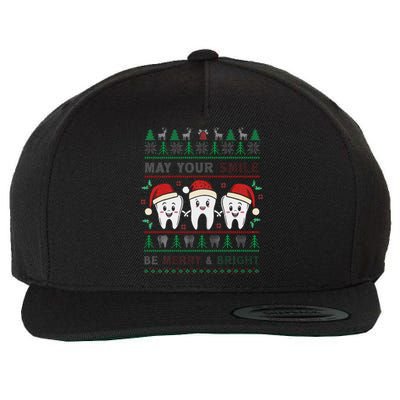 May Your Smile Be Merry And Bright Dental Dentist Merry Xmas Wool Snapback Cap