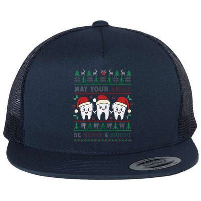 May Your Smile Be Merry And Bright Dental Dentist Merry Xmas Flat Bill Trucker Hat