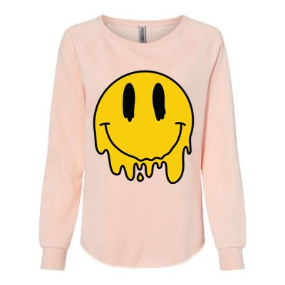 Melting Yellow Smile Funny Smiling Melted Dripping Face Cute Womens California Wash Sweatshirt