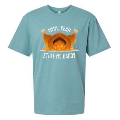 Mmm Yeah Stuff Me Daddy Sexy Funny Thanksgiving Turkey Sueded Cloud Jersey T-Shirt