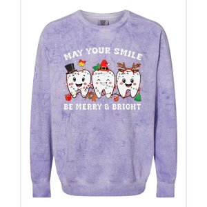 May Your Smile Be Merry And Bright Dental Dentist Merry Xmas Colorblast Crewneck Sweatshirt