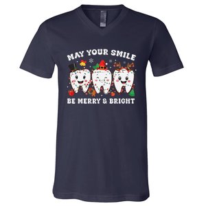 May Your Smile Be Merry And Bright Dental Dentist Merry Xmas V-Neck T-Shirt