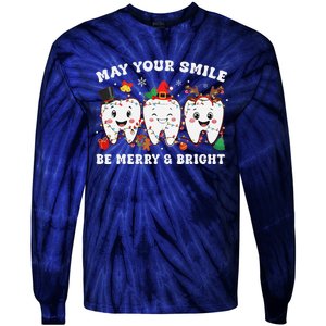 May Your Smile Be Merry And Bright Dental Dentist Merry Xmas Tie-Dye Long Sleeve Shirt