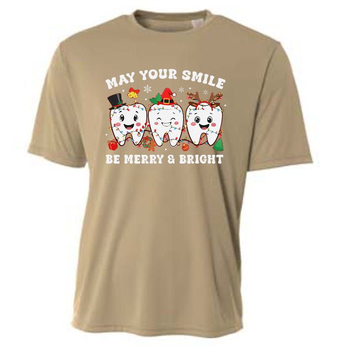 May Your Smile Be Merry And Bright Dental Dentist Merry Xmas Cooling Performance Crew T-Shirt