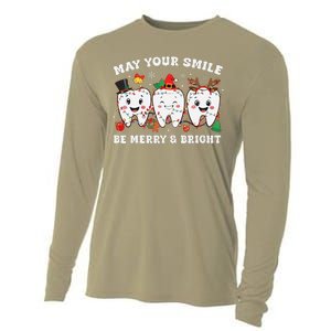 May Your Smile Be Merry And Bright Dental Dentist Merry Xmas Cooling Performance Long Sleeve Crew