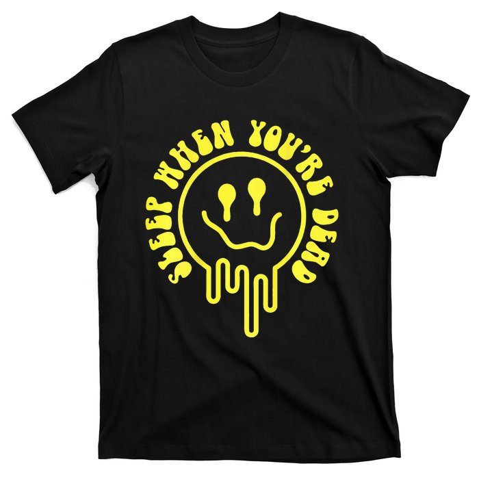 Melting Yellow Smile Face Melted Dripping Happy Face T-Shirt