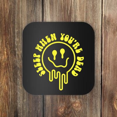 Melting Yellow Smile Face Melted Dripping Happy Face Coaster