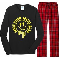 Melting Yellow Smile Face Melted Dripping Happy Face Long Sleeve Pajama Set