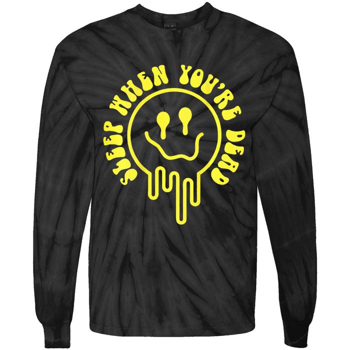 Melting Yellow Smile Face Melted Dripping Happy Face Tie-Dye Long Sleeve Shirt