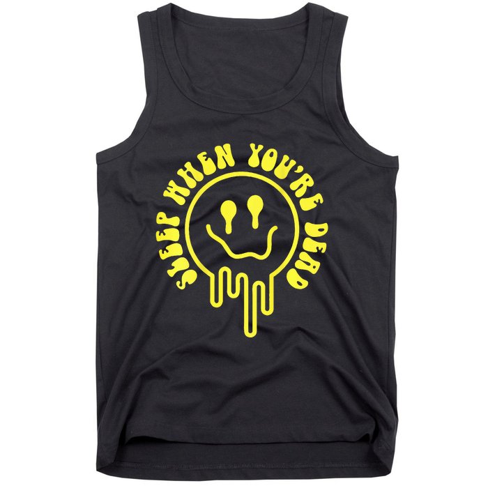 Melting Yellow Smile Face Melted Dripping Happy Face Tank Top