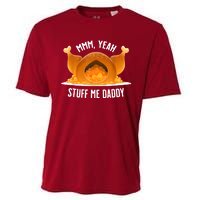 Mmm Yeah Stuff Me Daddy Funny Thanksgiving Turkey Cooling Performance Crew T-Shirt