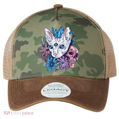 Mystic Cat Skull Floral Legacy Tie Dye Trucker Hat