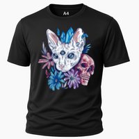 Mystic Cat Skull Floral Cooling Performance Crew T-Shirt