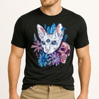 Mystic Cat Skull Floral Cooling Performance Crew T-Shirt