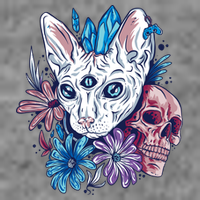 Mystic Cat Skull Floral Hoodie