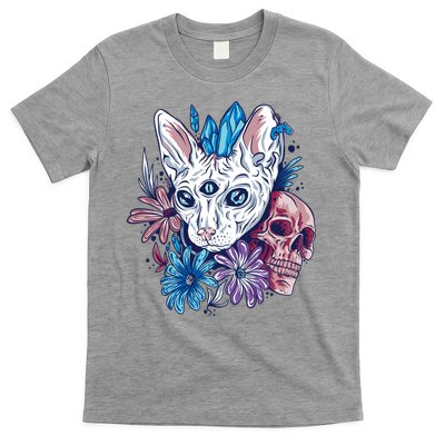 Mystic Cat Skull Floral T-Shirt