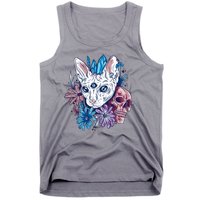 Mystic Cat Skull Floral Tank Top