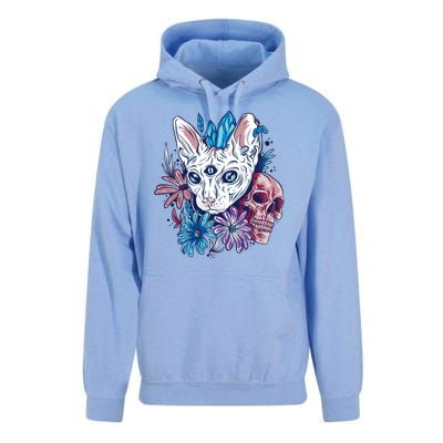 Mystic Cat Skull Floral Unisex Surf Hoodie