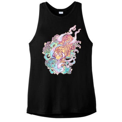 Mystical Tiger Tattoo Design Ladies PosiCharge Tri-Blend Wicking Tank