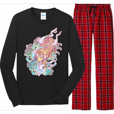 Mystical Tiger Tattoo Design Long Sleeve Pajama Set