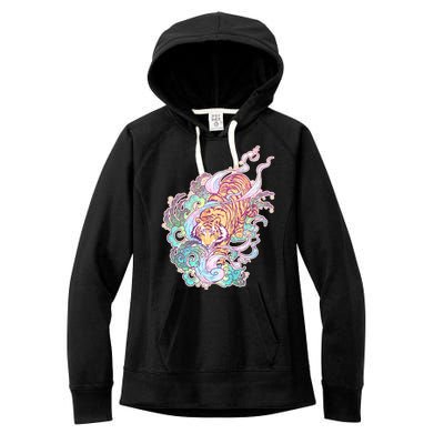 Mystical Tiger Tattoo Design Women's Fleece Hoodie