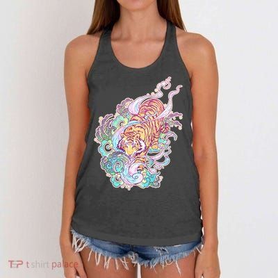 Mystical Tiger Tattoo Design Women's Knotted Racerback Tank