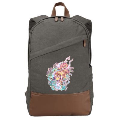Mystical Tiger Tattoo Design Cotton Canvas Backpack