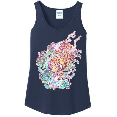 Mystical Tiger Tattoo Design Ladies Essential Tank