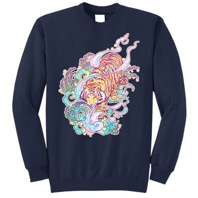 Mystical Tiger Tattoo Design Tall Sweatshirt