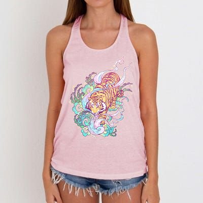 Mystical Tiger Tattoo Design Women's Knotted Racerback Tank