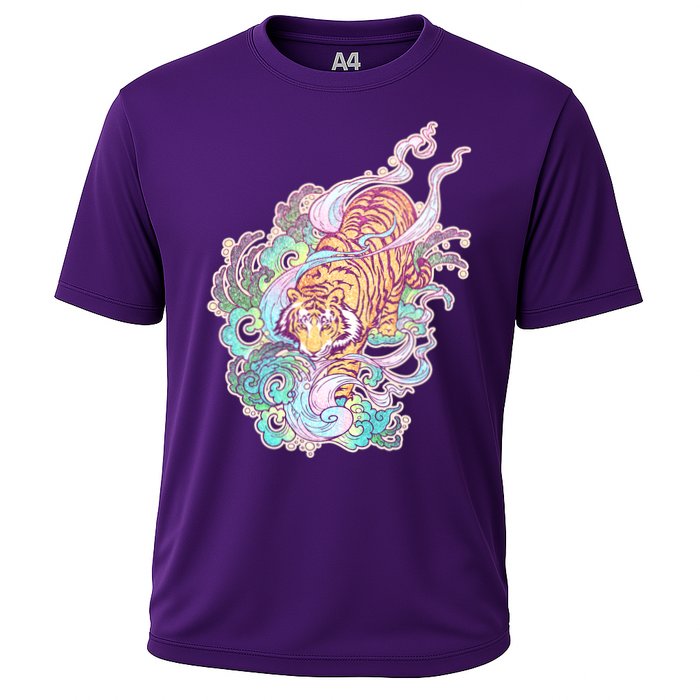 Mystical Tiger Tattoo Design Cooling Performance Crew T-Shirt