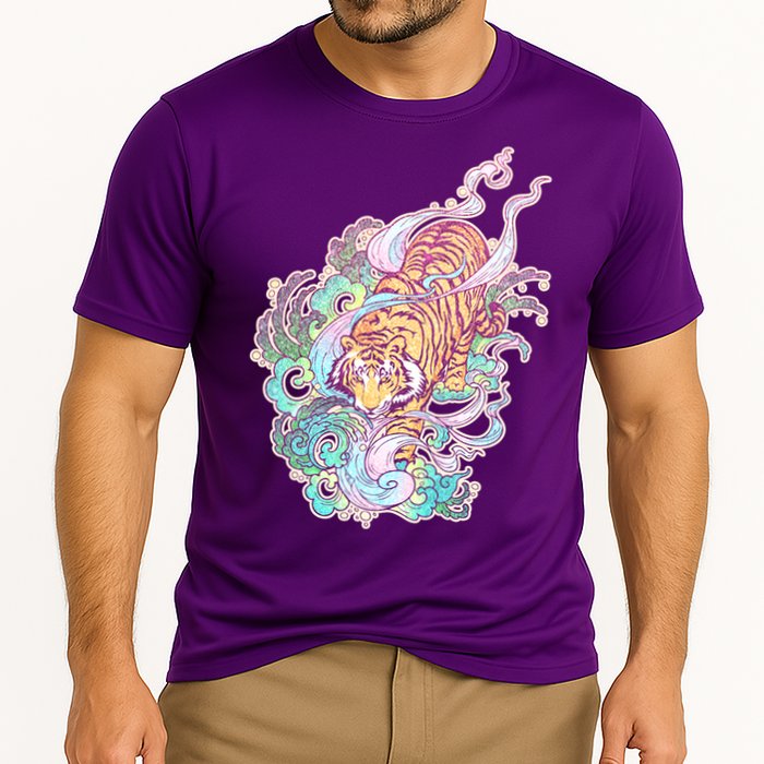 Mystical Tiger Tattoo Design Cooling Performance Crew T-Shirt