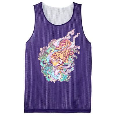 Mystical Tiger Tattoo Design Mesh Reversible Basketball Jersey Tank