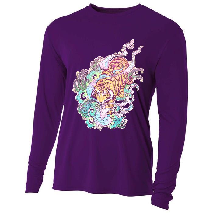 Mystical Tiger Tattoo Design Cooling Performance Long Sleeve Crew