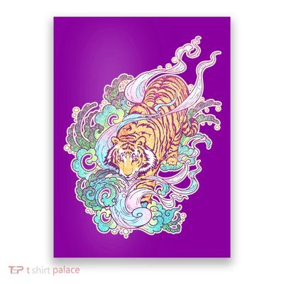 Mystical Tiger Tattoo Design Poster
