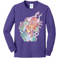 Mystical Tiger Tattoo Design Kids Long Sleeve Shirt