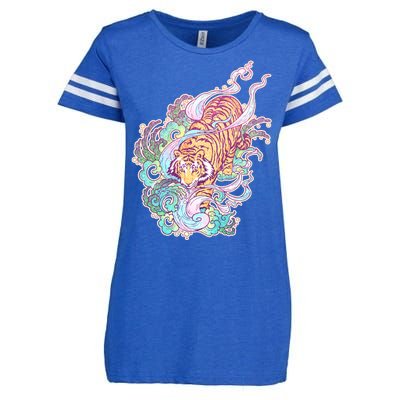 Mystical Tiger Tattoo Design Enza Ladies Jersey Football T-Shirt