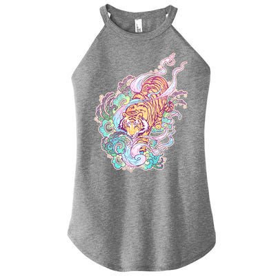 Mystical Tiger Tattoo Design Women’s Perfect Tri Rocker Tank