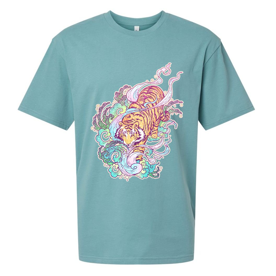 Mystical Tiger Tattoo Design Sueded Cloud Jersey T-Shirt