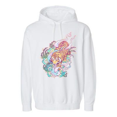 Mystical Tiger Tattoo Design Garment-Dyed Fleece Hoodie