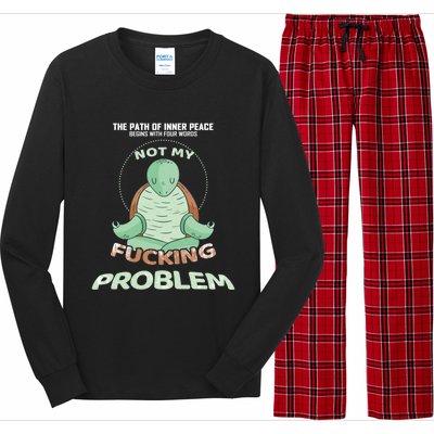 Meditation Yoga Turtle Gift Path Of Inner Peace Namaste Humor Gift Long Sleeve Pajama Set