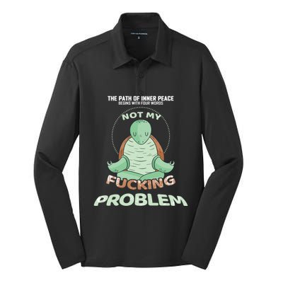 Meditation Yoga Turtle Gift Path Of Inner Peace Namaste Humor Gift Silk Touch Performance Long Sleeve Polo