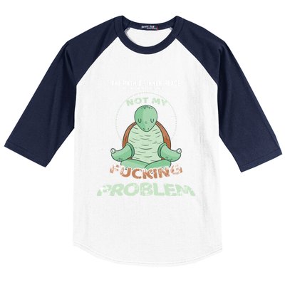 Meditation Yoga Turtle Gift Path Of Inner Peace Namaste Humor Gift Baseball Sleeve Shirt