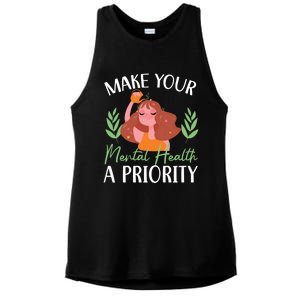 Make Your Tal Health A Priority Tal Health Awareness Gift Ladies PosiCharge Tri-Blend Wicking Tank