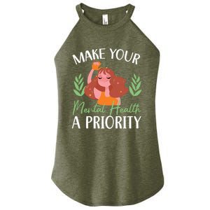 Make Your Tal Health A Priority Tal Health Awareness Gift Women's Perfect Tri Rocker Tank