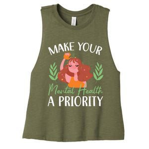 Make Your Tal Health A Priority Tal Health Awareness Gift Women's Racerback Cropped Tank