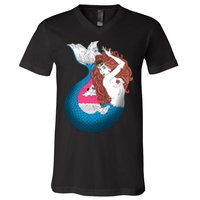 Mythical Abstract Mermaid V-Neck T-Shirt